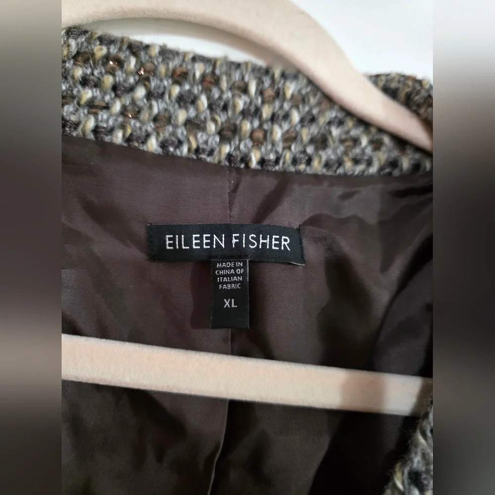 EILEEN FISHER Women's Textured jacket Coat Knit Cottage Wool Quiet Luxury Merino